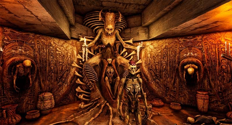 Narrative event with symbolic imagery in a dark world