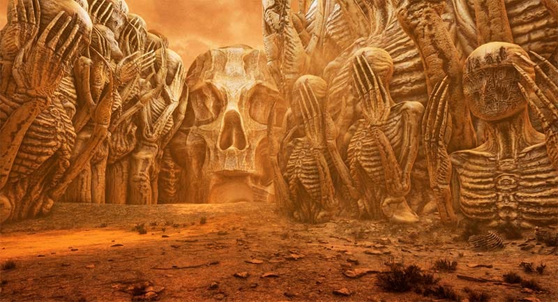 Exploration scene showing ruins and decayed structures