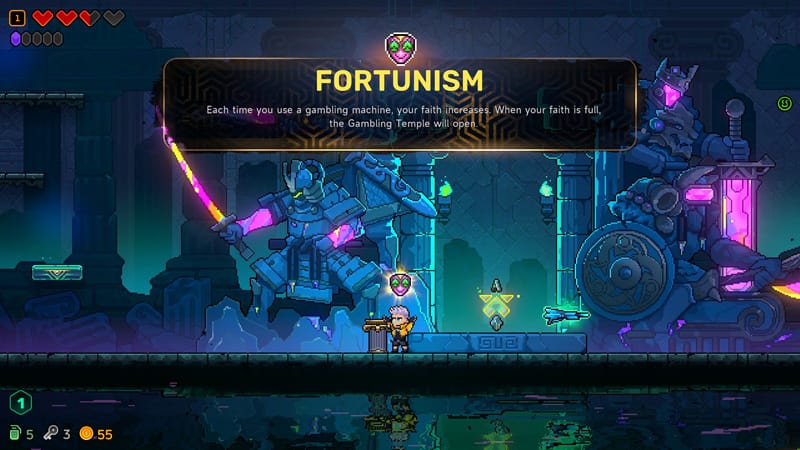 Gameplay combat encounter with boss character using Weapon Affix system