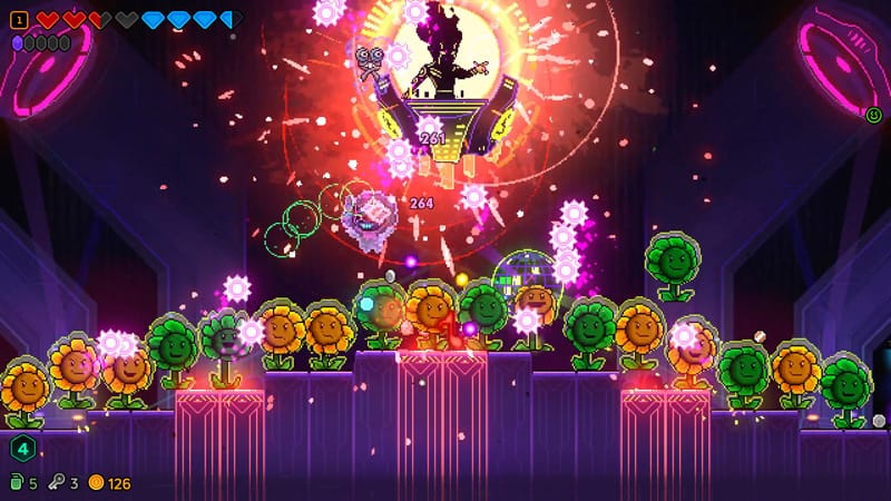 Atmospheric cyberpunk environment from Neon Abyss 2 pixel graphics world