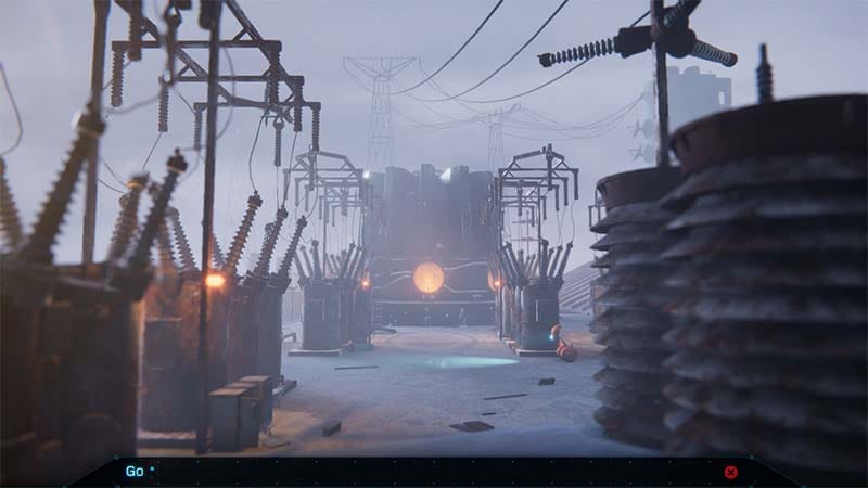 Branching dialogue screen showing AI conversation choices in narrative sequence