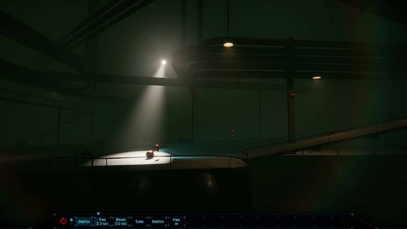 Switch-based environmental puzzle with timed mechanisms inside facility rooms
