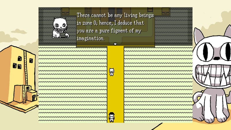 In-game capture from OFF displaying pixel graphics and the atmospheric RPG world.