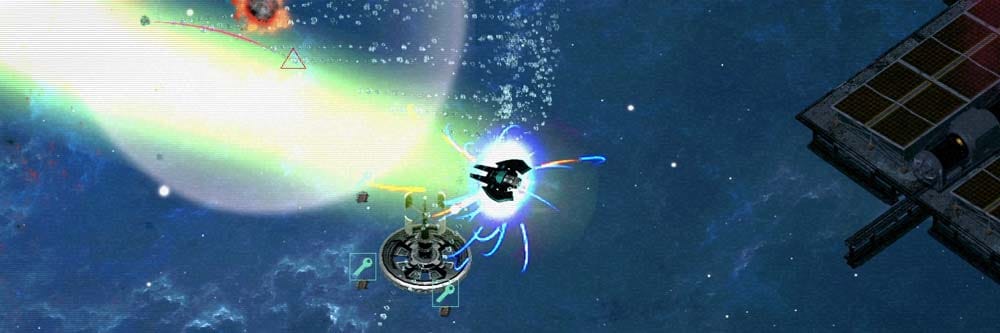 Wide banner featuring Omen with starships across a dark space battlefield