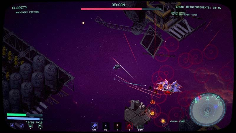 Gameplay view showing large fleet battles in a futuristic galaxy