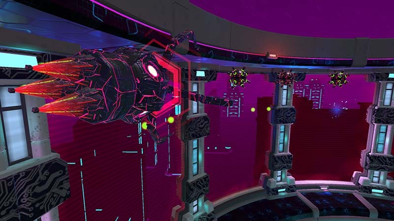 Boss encounter gameplay against a corrupted digital threat