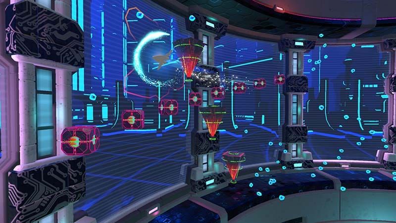 VR arcade shooter gameplay from inside the Perseon-6 core