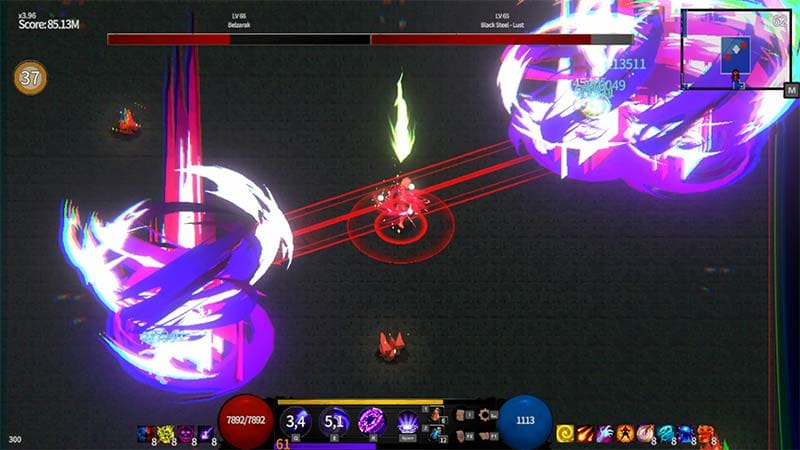 Action scene showing a character using abilities during a tower battle