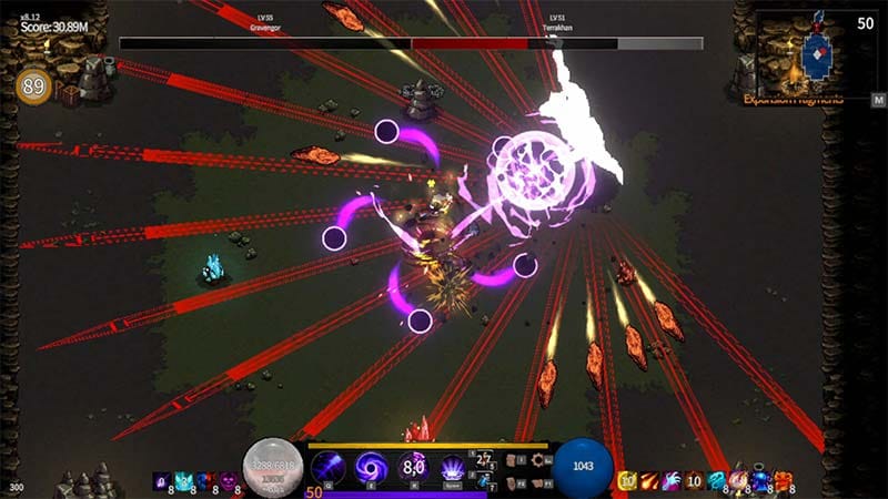 Close-up gameplay scene showing elemental attacks during a combat encounter