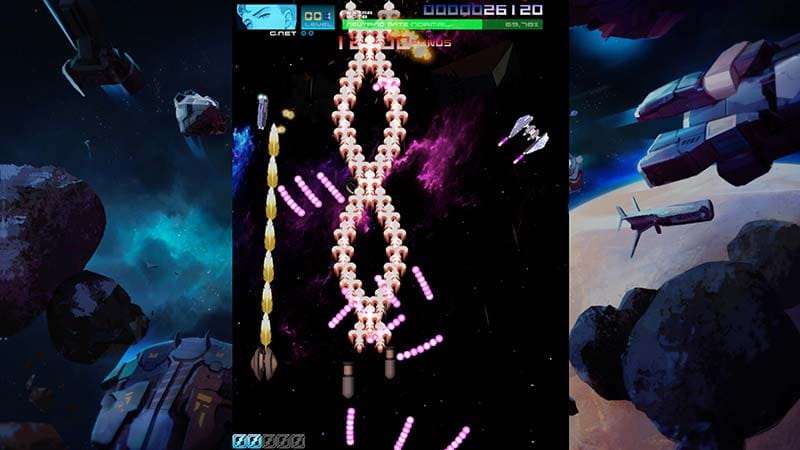 Interface screen displaying pilot selection with seven characters and unique abilities