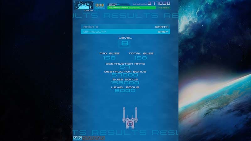Top-down shooter gameplay showing shield activation and projectile grazing near enemy fire