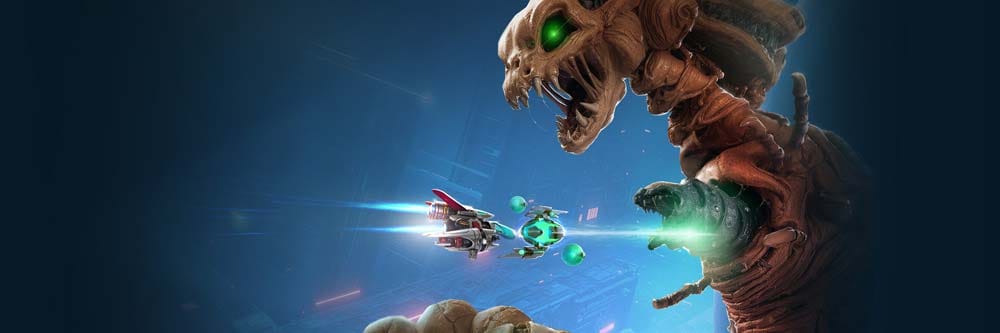 Wide cinematic view of sci-fi battlefield with alien structures and spacecraft