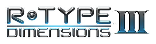 R-Type Dimensions III logo with metallic sci-fi typography and industrial design