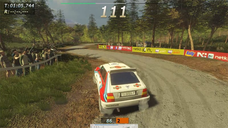 Race scene with multiple AI drivers competing on a narrow rally course