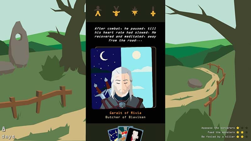 Choice-driven gameplay in Reigns: The Witcher by Nerial and Devolver Digital