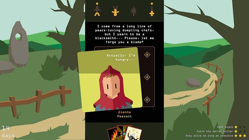 Interactive narrative scene from Reigns: The Witcher by Nerial and Devolver Digital