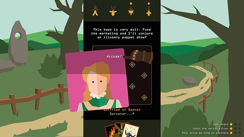 Story decision interface in Reigns: The Witcher by Nerial and Devolver Digital