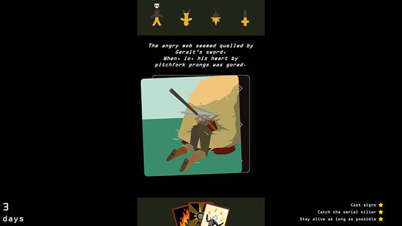 Swipe-based gameplay moment in Reigns: The Witcher by Nerial and Devolver Digital