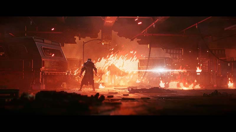 Combat encounter with enemies in a neon-lit cyberpunk street