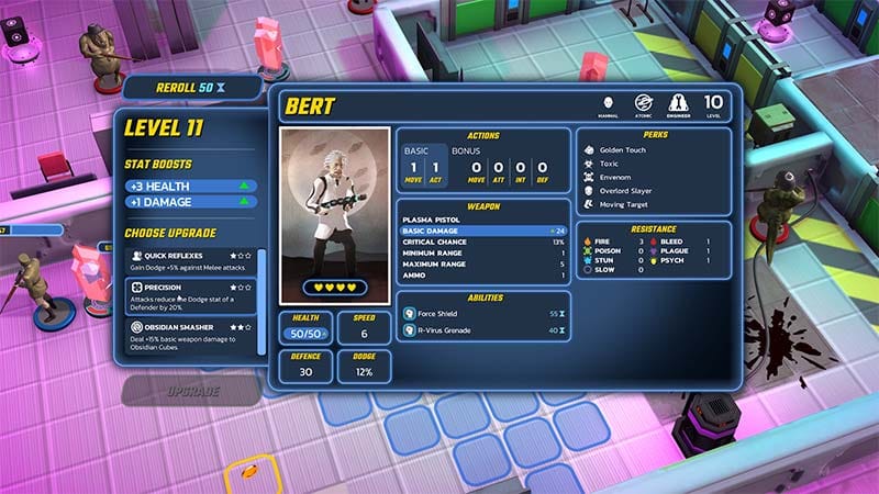 Game interface screen showing unit abilities and tactical options