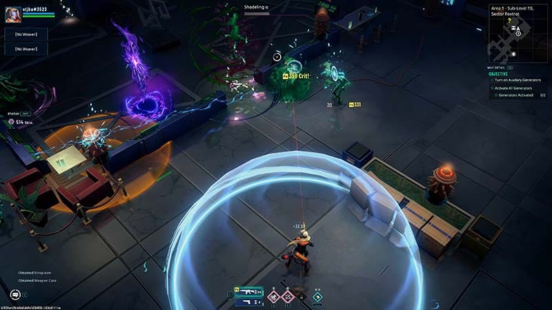 Gameplay view featuring a Weaver in an unstable mythic combat zone