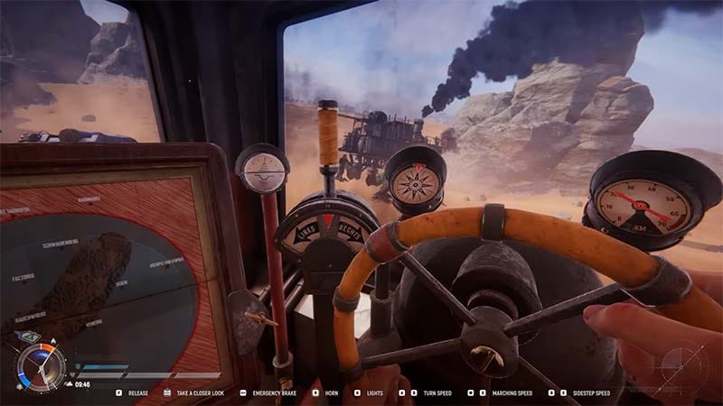 Multiplayer match interface showing coordinated crew roles operating a single Trampler vehicle