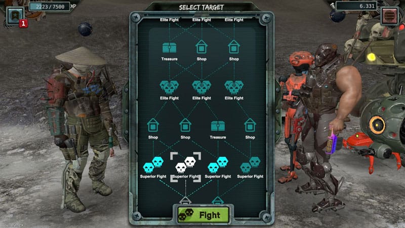 Combat scene showing projectile-heavy bullet hell gameplay inside a ruined facility
