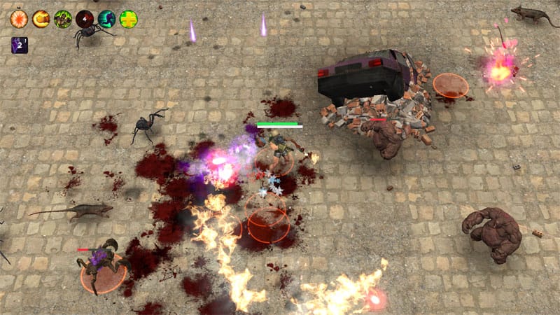 Boss battle gameplay scene inside a dystopian industrial wasteland