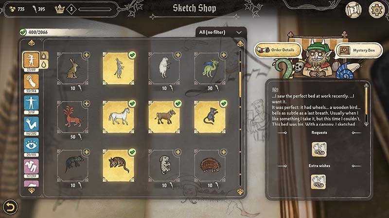 Story mode scene featuring royal manuscript commissions inside a medieval court setting