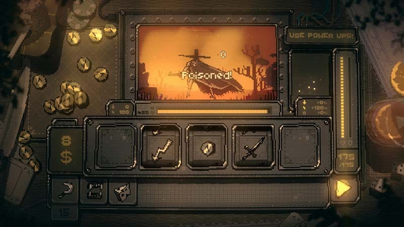 Boss battle scene featuring dark fantasy enemies and stop meter mechanics