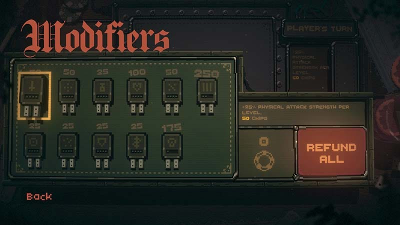 Loadout management screen with weapons, spells, and slot reel customization