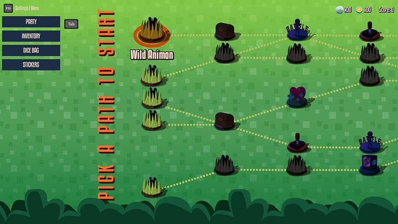 Adventure environment featuring paths, encounters, and creature interactions