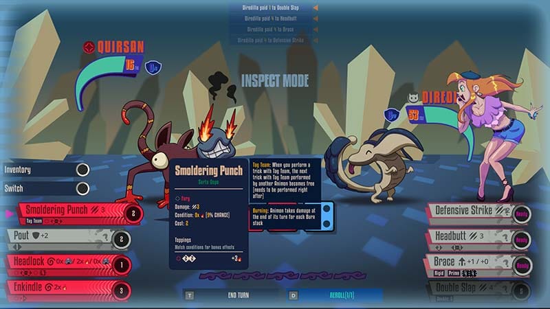 Gameplay scene showing creature collection and team building