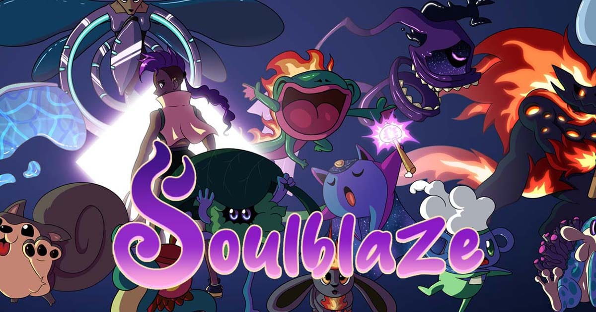 Promotional key art for Soulblaze featuring Animons and fantasy adventure elements