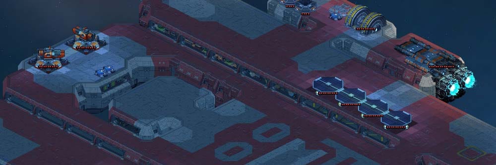 Wide banner showing multiple spacecraft in a procedural space colony simulation setting
