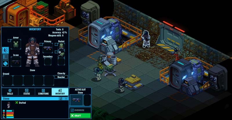 Combat scene inside a spaceship with crew responding to fire and hull damage