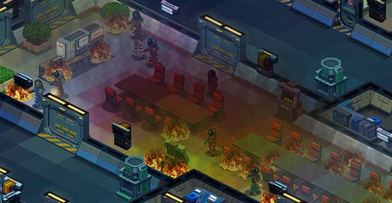 Early gameplay scene showing basic ship construction and limited crew setup