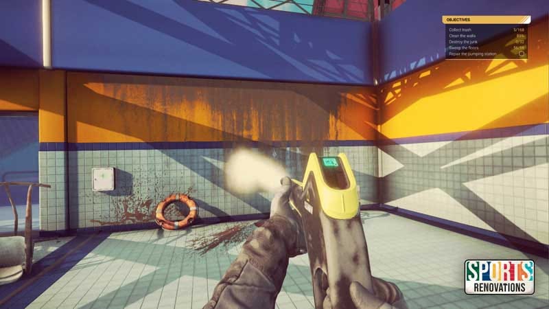 Interface screen displaying tools and renovation progress indicators