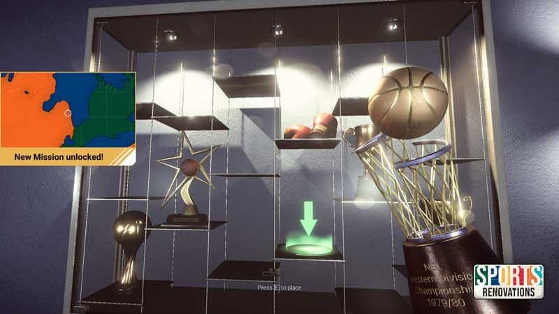 Action view of repairing fixtures within a damaged sports facility