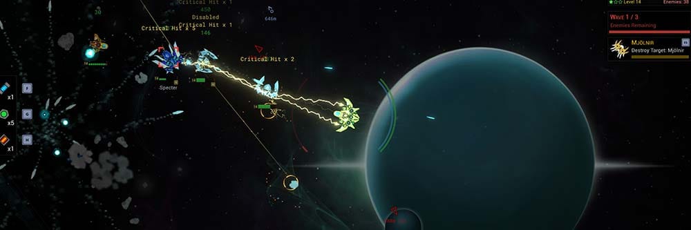 Wide space scene with multiple ships and distant stars across a sector