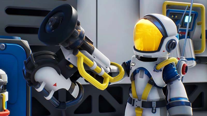 Alien wildlife encounter during cooperative exploration gameplay