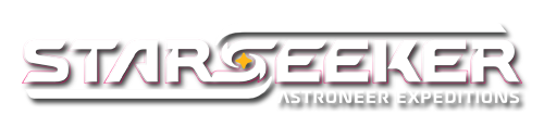 STARSEEKER: Astroneer Expeditions logo for sci-fi cooperative expedition game