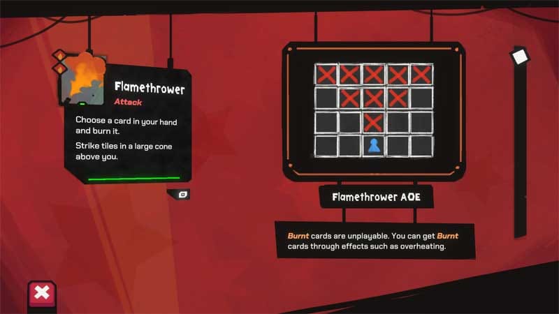 Interface screen displaying deckbuilding cards and mech resource systems