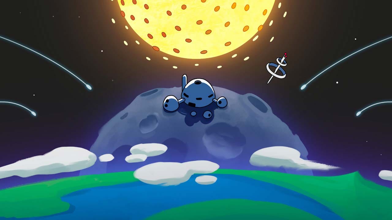 Star system view with drones mining planets in a space factory simulation