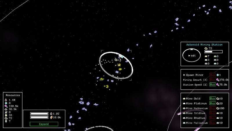 Automation interface showing drone deployment and resource extraction controls