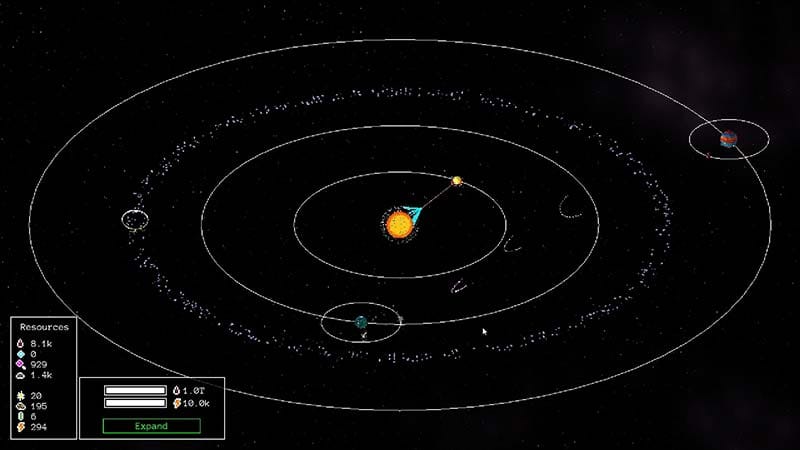 Asteroid mining scene with drones collecting raw materials in space