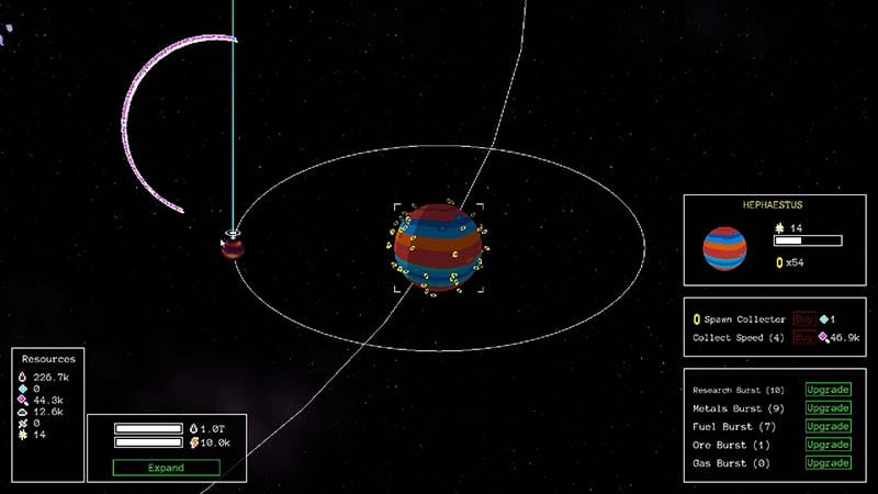 Production hub interface showing resource processing and upgrade chains