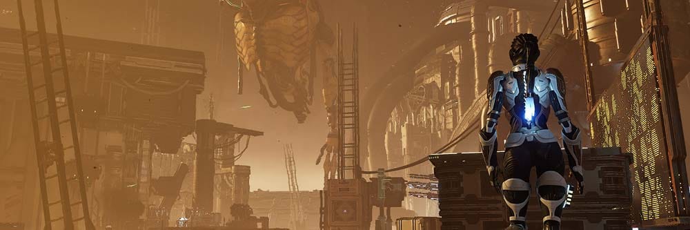 Banner image showing a futuristic underground facility with mechanical structures
