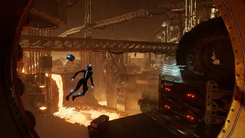 Interior facility area with machinery and cover used for stealth navigation