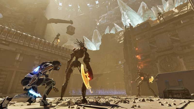 Gameplay view of Zoe moving through a metallic platforming section with hazards